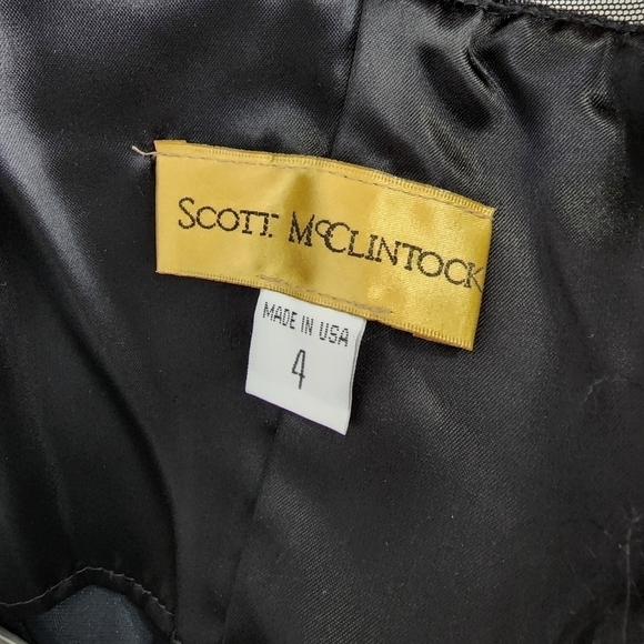 Vntg Scott McClintock Black Crushed Velvet Lace Bodice Dress Size 4 - Picture 5 of 12